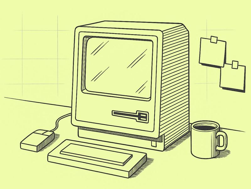Vintage computer setup illustration